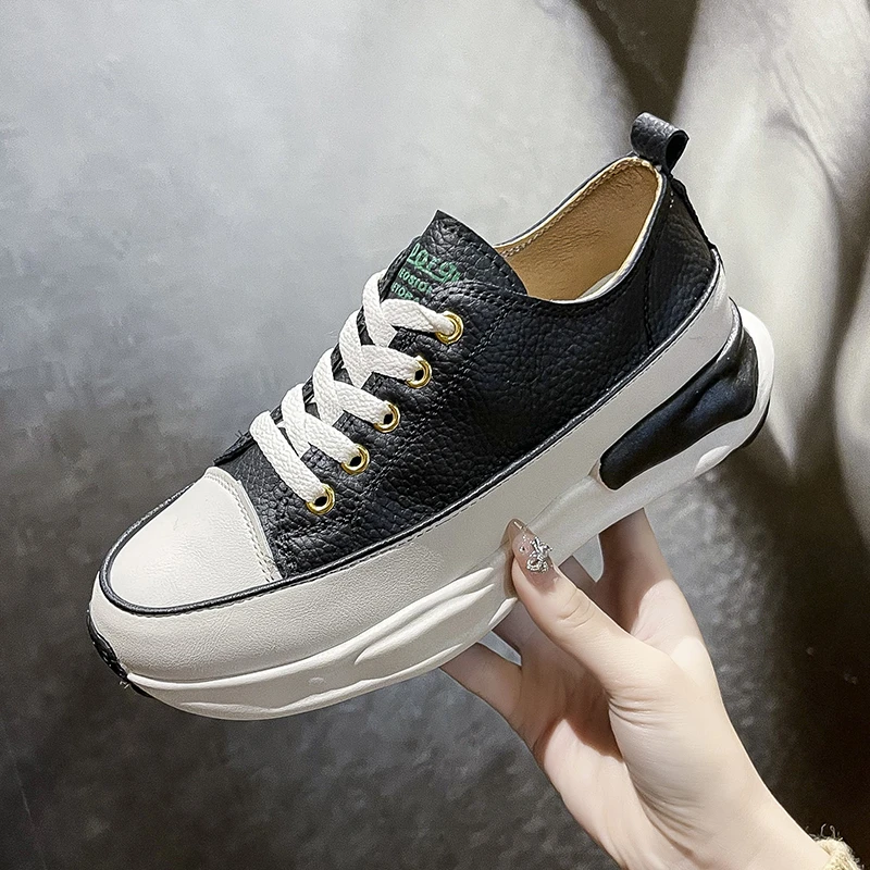 

2023 весенне-летняя женская спортивная обувь, повседневная обувь на толстой подошве со шнуровкой, Женская Вулканизированная обувь для бега на открытом воздухе