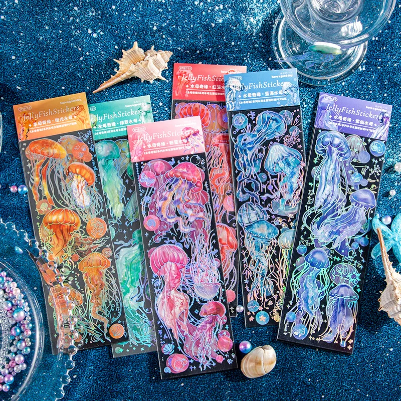 2 шт. лазерная длинная полоса плоская наклейка тема медузы декоративный коллаж