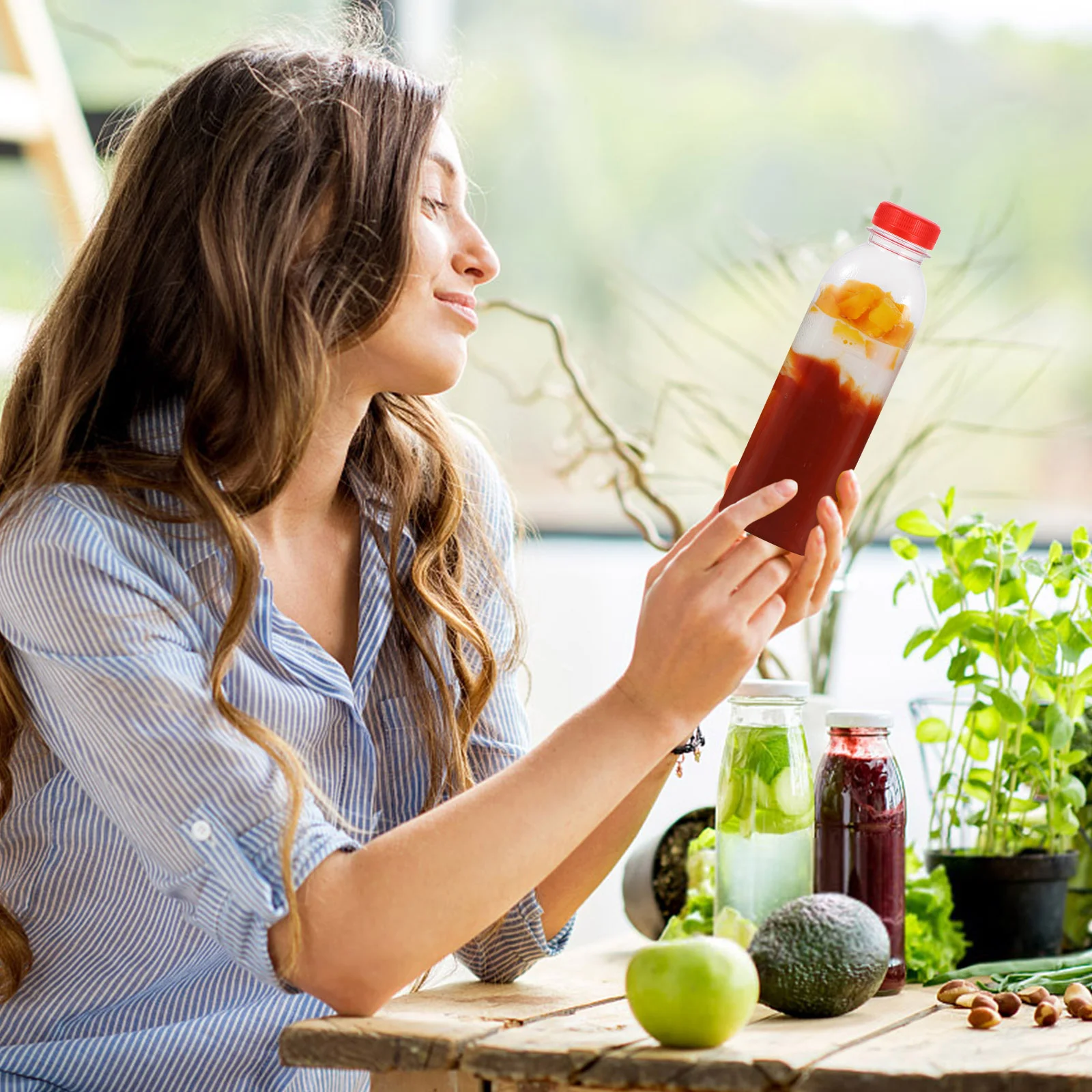 10-шт горшок для сока контейнер напитков пластиковый прозрачный питья с крышкой