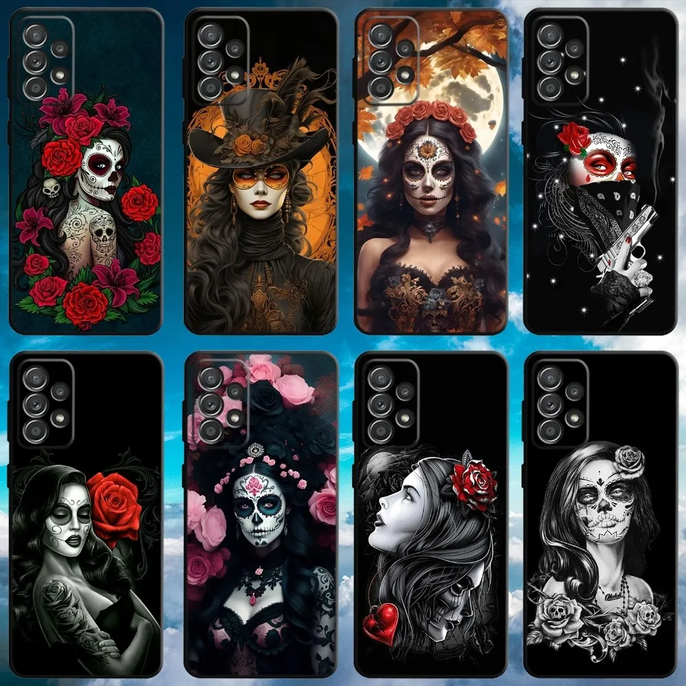 Чехол для телефона Catrina Beautiful Rose Girl с черепом Samsung S21 S22 Ultra S20 S30 plus S23 ultra 5G мягкий