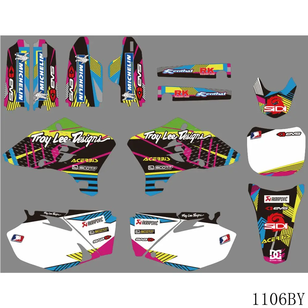 

Full Graphics Decals Stickers Motorcycle Background Custom Number Name For YAMAHA YZ250F YZ450F YZF 250 450 2003 2004 2005