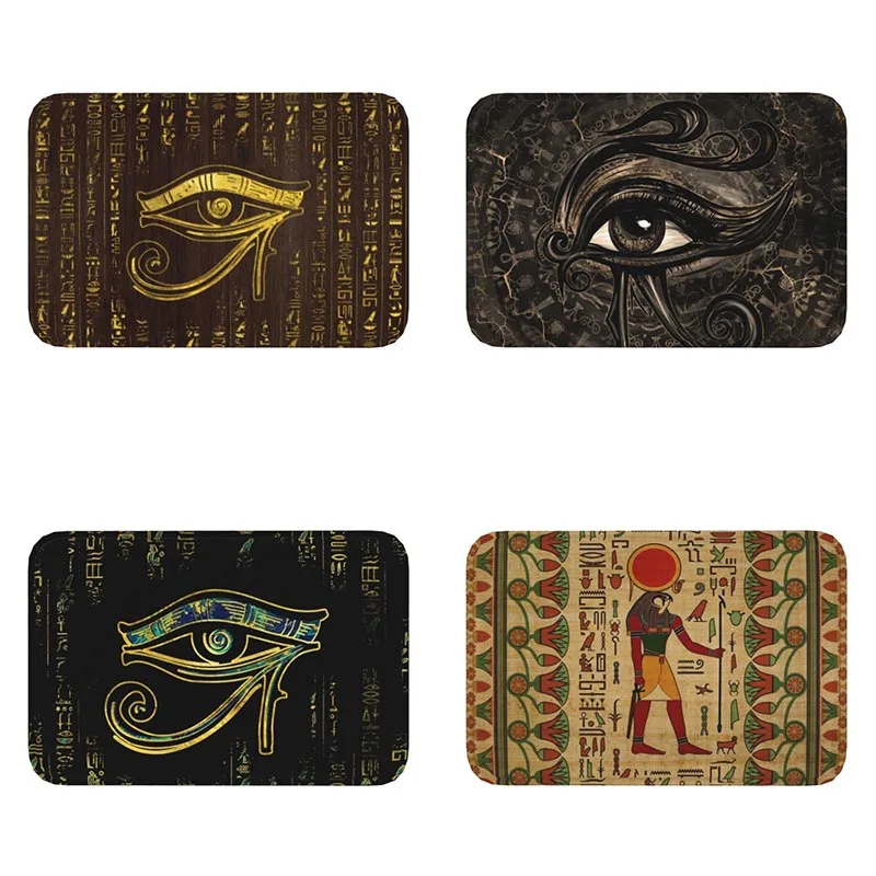 

Ancient Egyptian Rug Egyptian Eye of Horus and Hieroglyphs Door Mat Non-Slip Entrance Kitchen Bathroom Floor Mat Home Decor