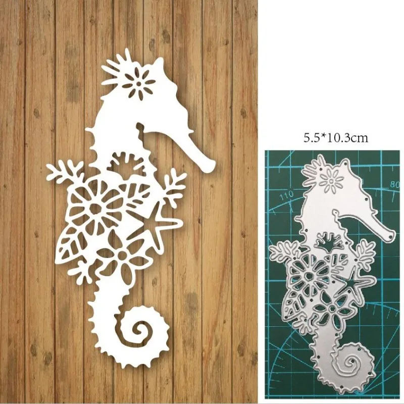 

Seahorse Flower Metal Cut Dies Stencils for Scrapbooking Stamp/Photo Album Decorative Embossing DIY Paper Cards