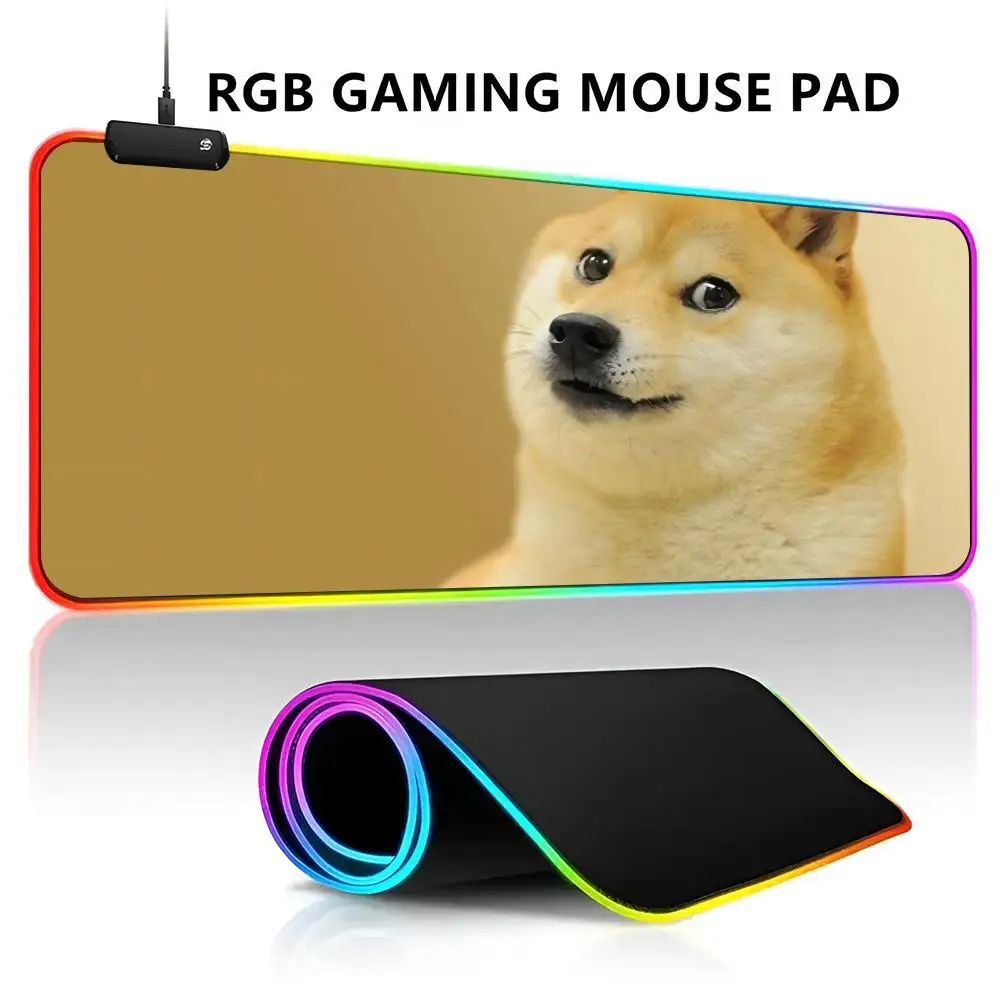 Cheems Dog Забавный коврик для мыши Shiba Inu Dank RGB со светодиодной подсветкой