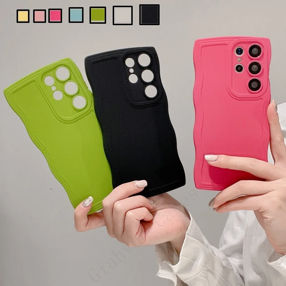 

Wave Silicone Candy Heart Phone Case For Samsung S23 S20 S21 FE S22 Plus Pro Ultra + A54 A 42 50 51 52 53 70 71 72 73 S Cover