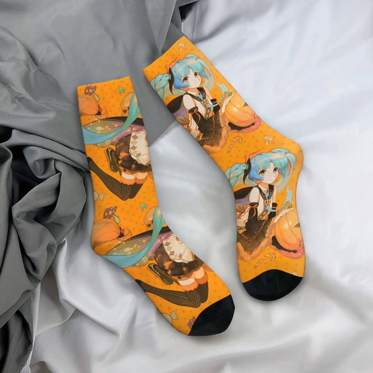 Носки для Хэллоуина с тыквами Miku виртуальный идол японские аниме носки мужчин и