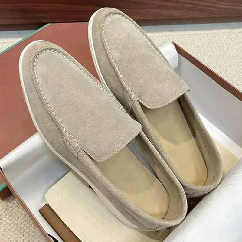 

Women Original Designs Shoes LP Loafers Flat Low Top Suede Cow Leather Oxfords Moccasins Summer Walk Slip on Rubber Sole Flats