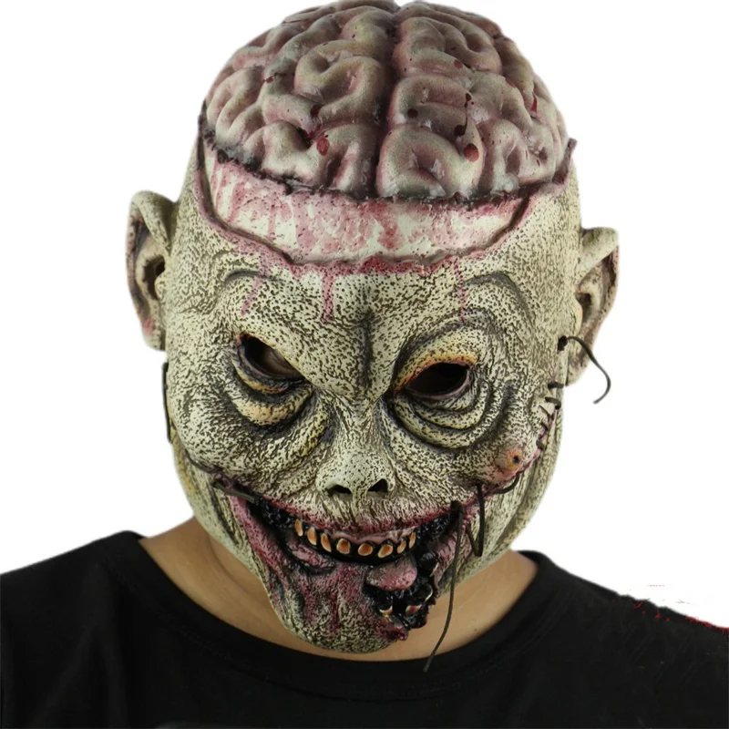 

Halloween Scary Brain Bloody Mask, Full Face Headgear, Haunted House, Secret Room Escape Script