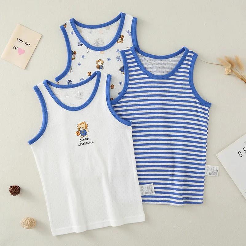 

Семейный детский хлопковый топ без рукавов VIDMID, сетчатый дышащий детский мультяшный сердечник 1007 24