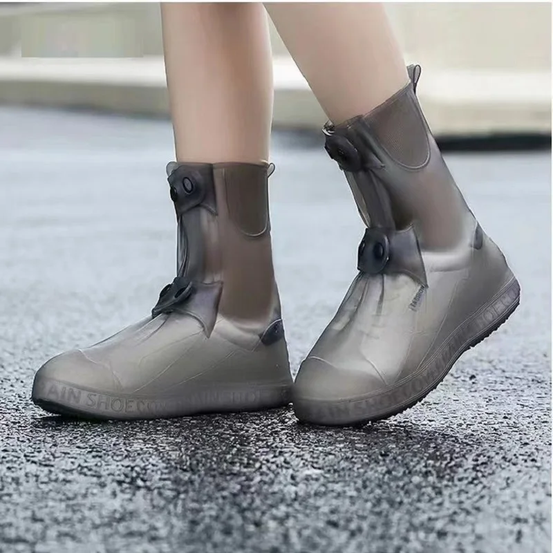 High Lever Waterproof Silicon Shoe Covers Women and Men Sneaker Protector Covers with Button Anti-skid Washable Galoshes