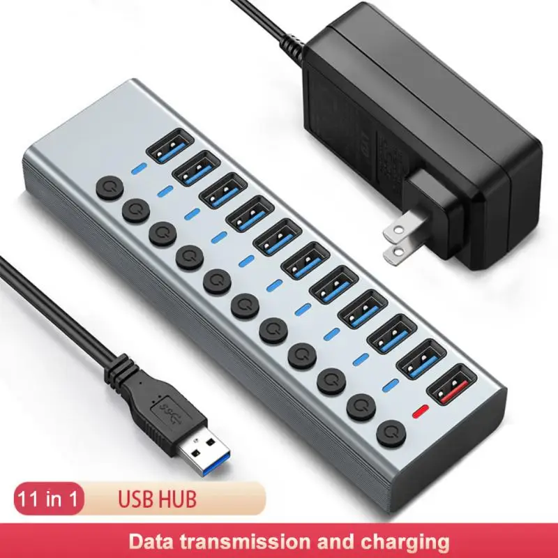 

USB 3.0 USB Hub Splitter 5/8/11 Ports Multiple Expander With Switch For PC Multifunctional HUb Convert High-speed Adapter