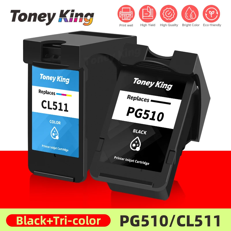 

Чернильный картридж TONEY KING PG 510 CL 511 PG510 CL511, совместим с принтером Canon Pixma IP2700 MP240 MP250 MP270 MP280 MP480 MP490