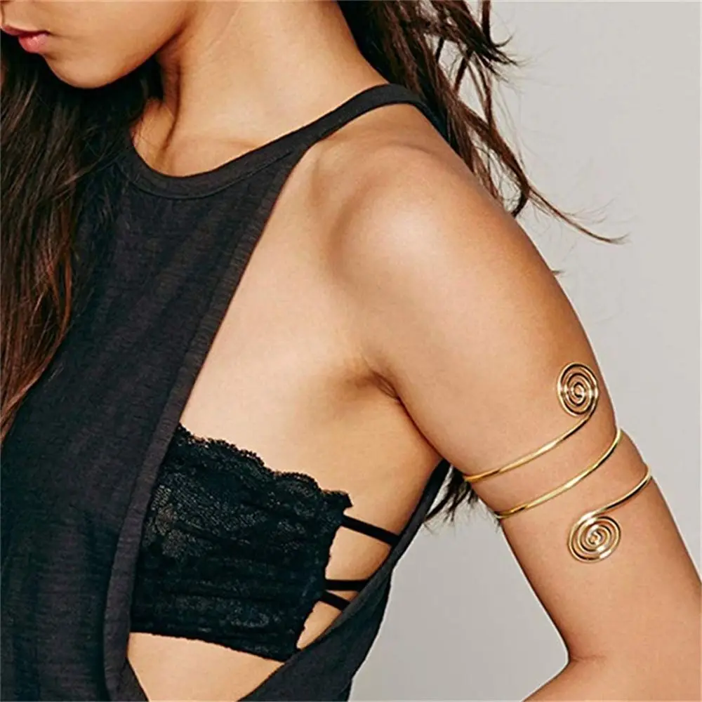 Bohemian Tassel Pendants Charm Upper Bracelet Arm Chain Metal Hollow Out Geometric Pattern Retro Arm Cuff Bangle Body Bracelets