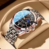 men watch stainless steel sports chronograph top luxury waterproof luminous quartz watches 2022