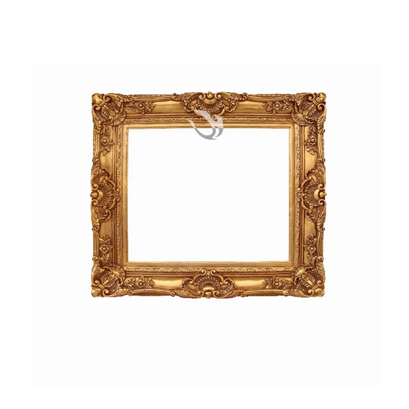 

Luxury Design High Relief Gold Plated Resin Photo Frame Wood Carving Ornate Photo Frame