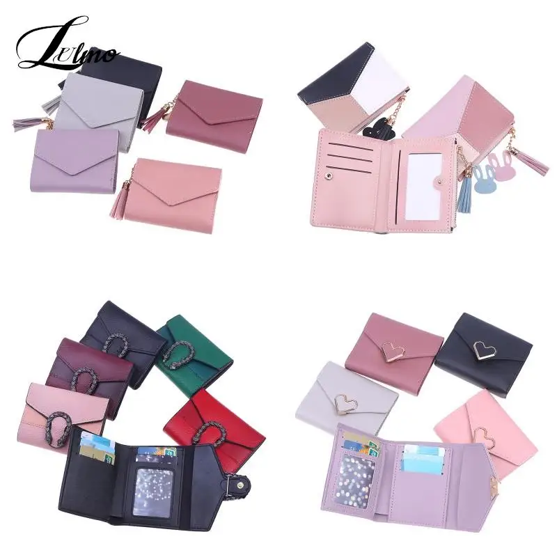 

Fashion Women Wallets Leather Female Purse Mini Hasp Solid Multi-Cards Holder Coin Short Wallets Slim Small Wallet Zipper Hasp