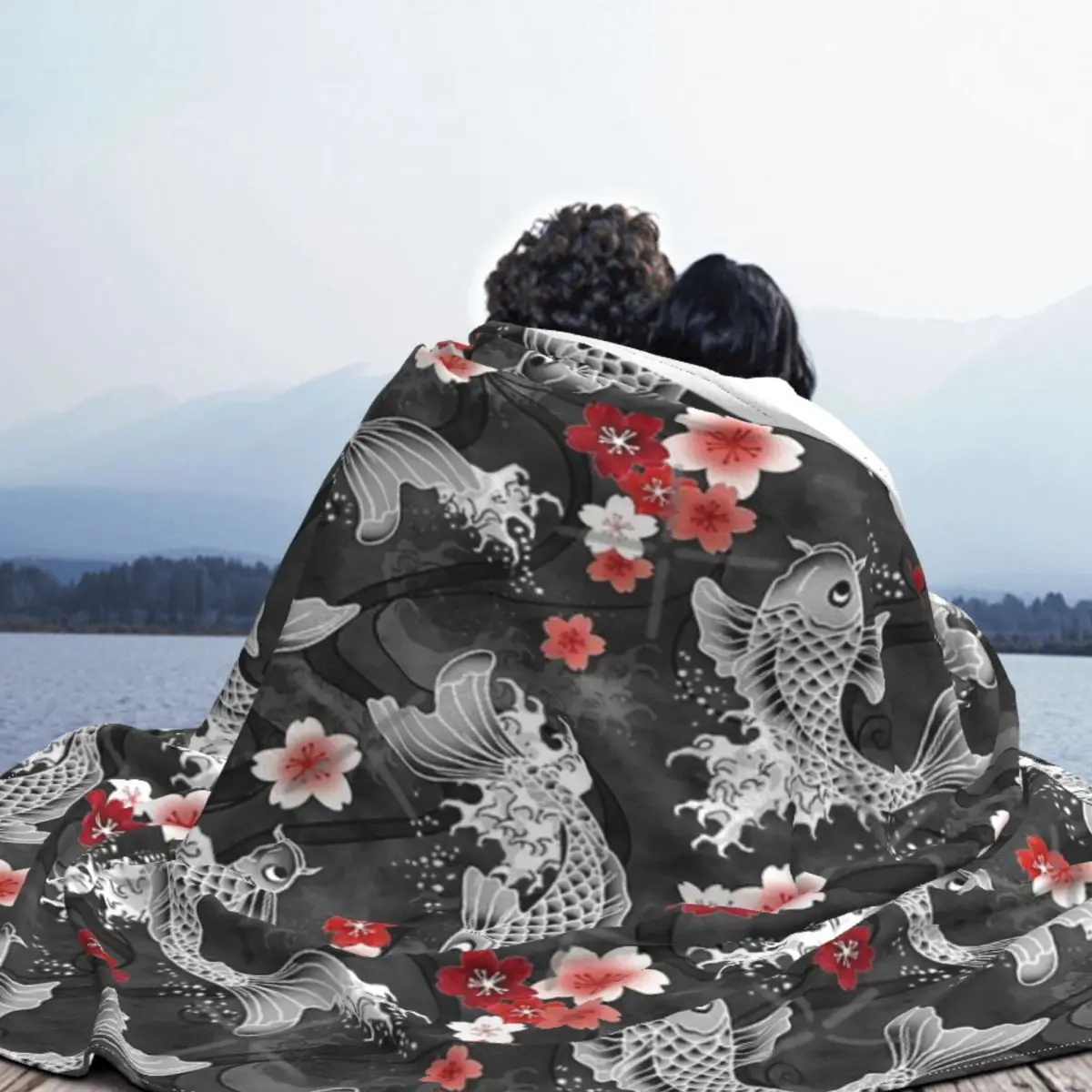 Koi Sakura Blossom In Black Home одеяла и