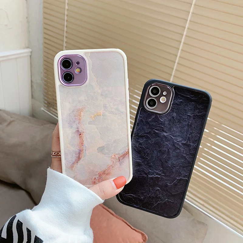 

2022 New Camera Protection Case For iPhone 14 13 12 11 Pro Max X XR XS 7 8 Plus Soft Bumper Electroplated marble Cover 14 Case