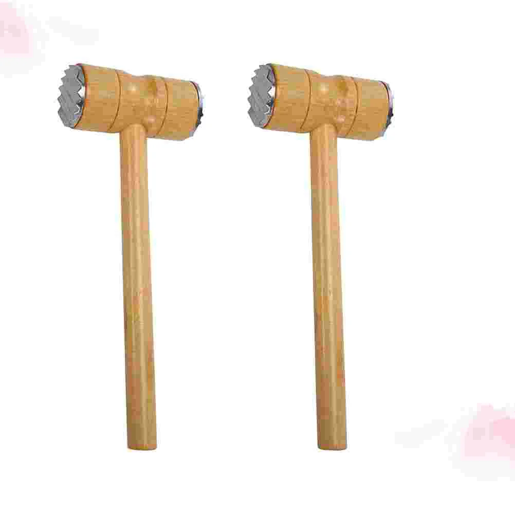 

2pcs Wooden Double-Sided Hammer Tender Meat Knocking Hammer Broken Ribs Steak Hammer Kitchen Supplies for Home Restaurant
