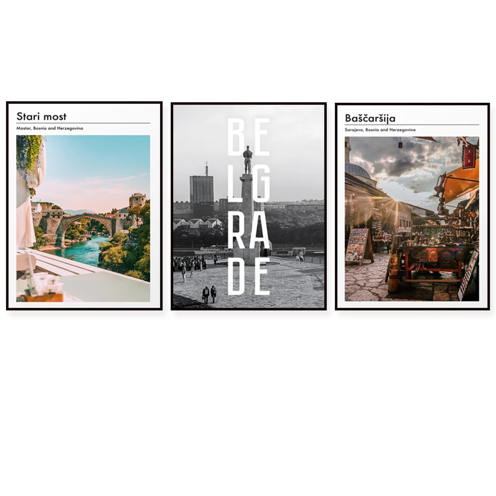 Фото Sarajevo, Bosnia, Belgrade Serbia, Mostar Bosnia, настенная художественная печать, украшение для путешествий, постер, печать на холсте №1