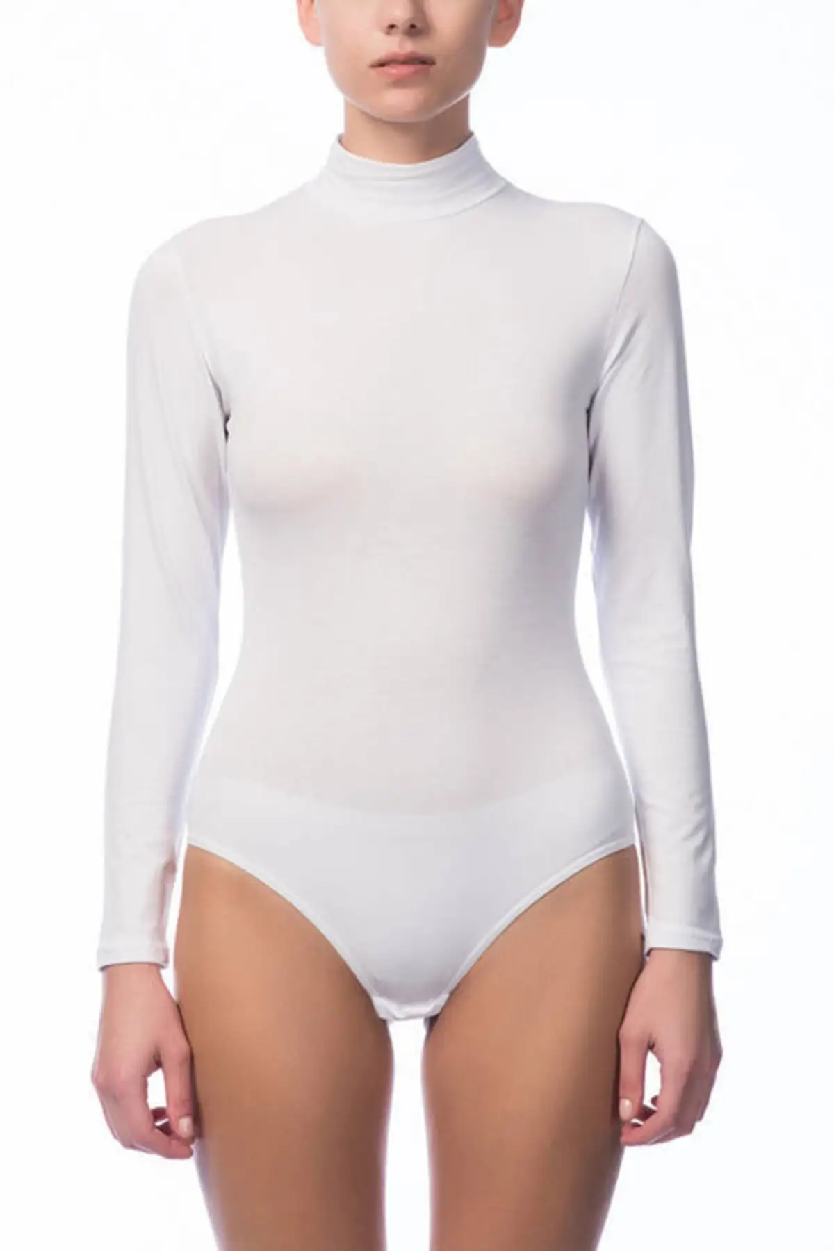 

Women's Bodysuit White Long Sleeve Turtleneck 2960 Rompers Jumpsuits Sexy Sheath Skinny Summer Streetwear Outfits Overalls