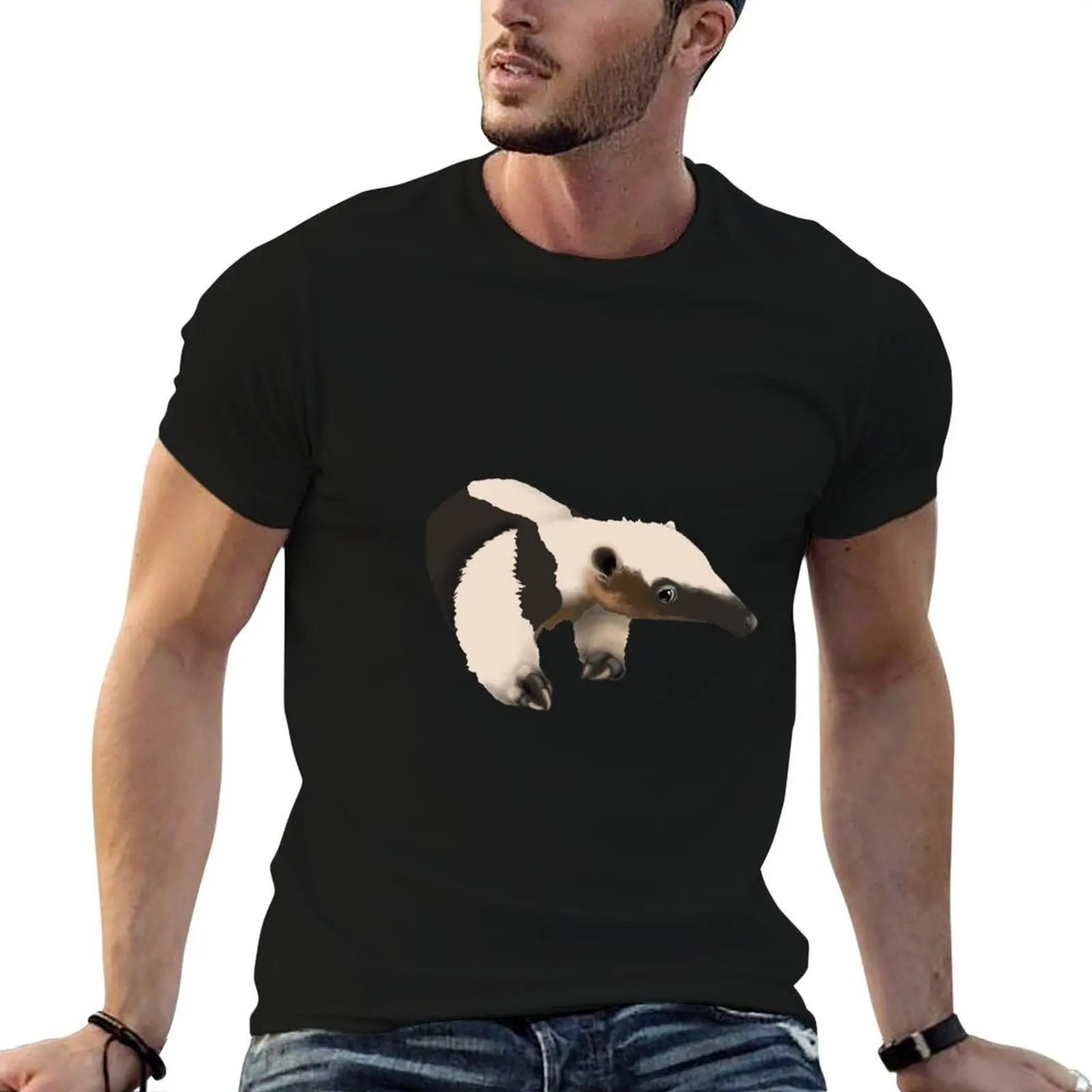 Фото Футболка Baby Tamandua, мужские футболки, облегающие футболки, футболки из 100% хлопка, мужские футболки с забавным рисунком №1