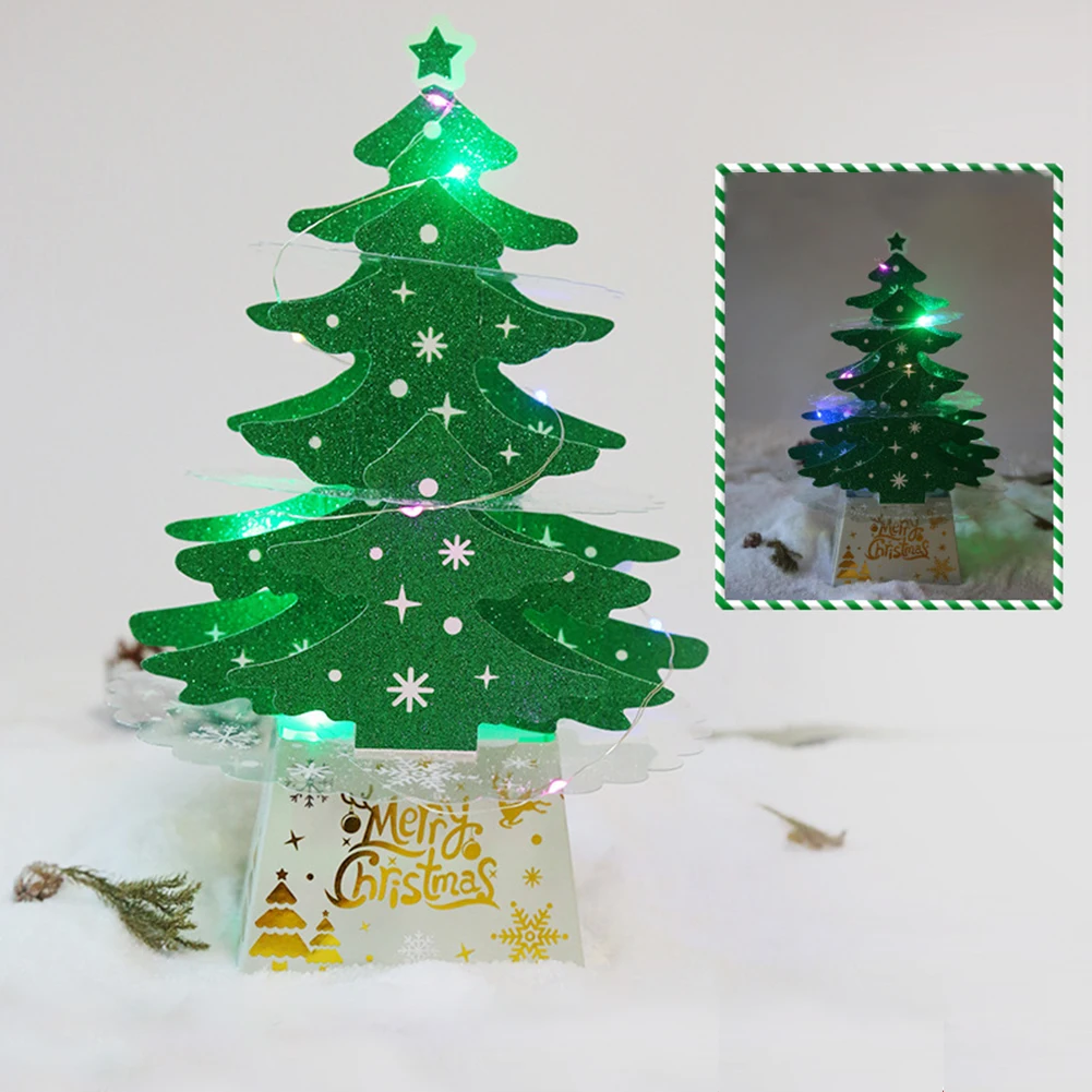 

Shiny Christmas Tree With Lights Kit For Mini Desktop Christmas Card Ornament Wedding Party Shopwindow Decoration