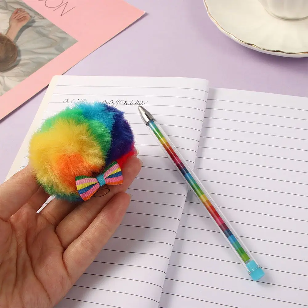 1 шт. с пушистым шариком креативные цветные канцелярские гелевые ручки