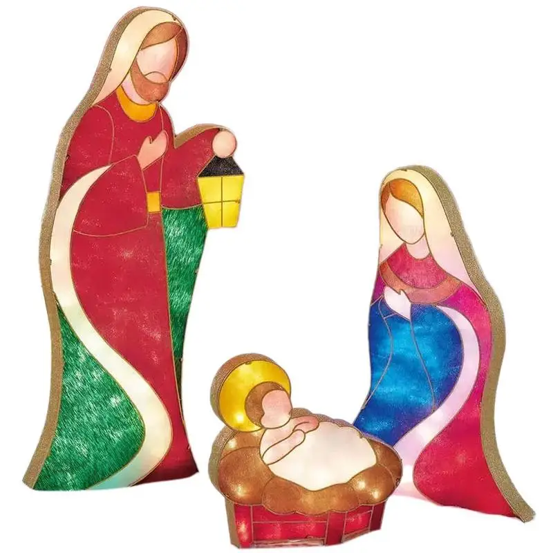 

Christmas Nativity Scene Outdoor Lighted Christmas Nativity Scene Set Outdoor Decorations Pre-Strung Mini LED Lights And Ground