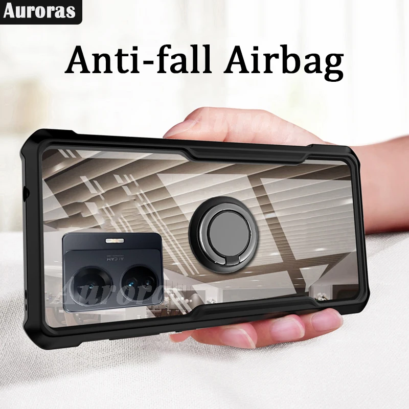 Auroras для VIVO Y77 Y02S 4G 5G чехол оригинальная Противоударная мягкая рамка прозрачная с кольцом закаленная Пленка чехол для VIVO T1 4G 5G