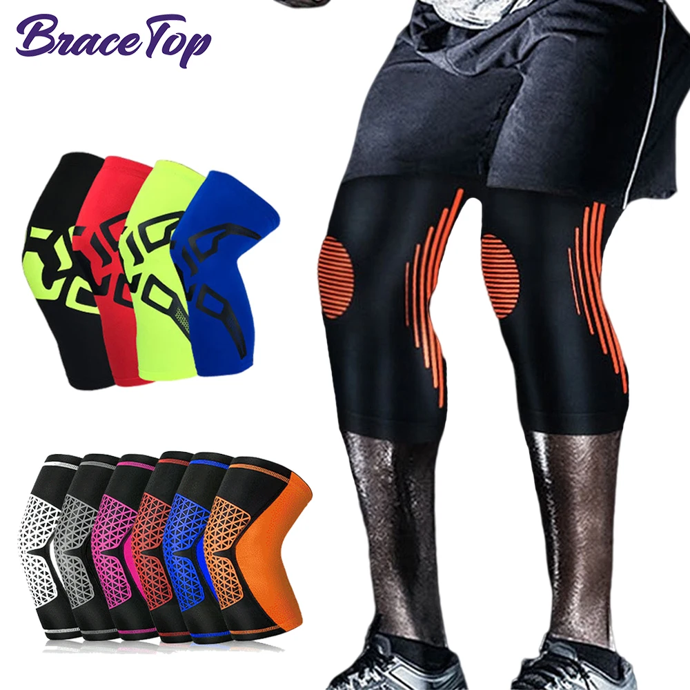BraceTop 1 Pair Sports Knee Sleeves Compression Leg Support for Cycling Running Basketball Football Arthritis and Meniscus Tear