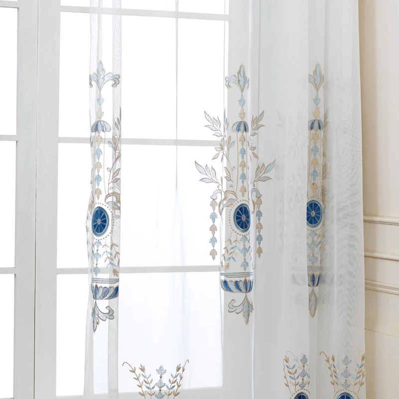 

Luxury Tulle for Living Dining Room Bedroom European-style Embroidery Plain Solid Color Multicolor Window Tulle Room Decor