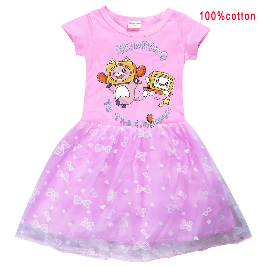

Baby Lankybox Clothes Kids Cute Summer Short Sleeve Dress Teens Girls Rainbow Casual Evening Dresses Lace Princess Vestidos