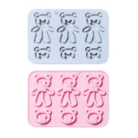 6 holes hollow bear silicone mold chocolate candy baking tool cake decorating accessories fondant cake molds