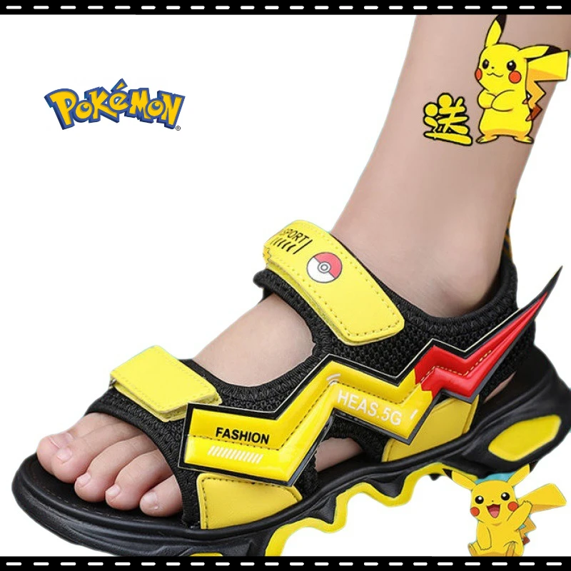 

Anime Peripherals Pokemon Pikachu Children's Sandals New Soft Sole Non-slip Children's Sandals Boys Beach Shoes Gifts