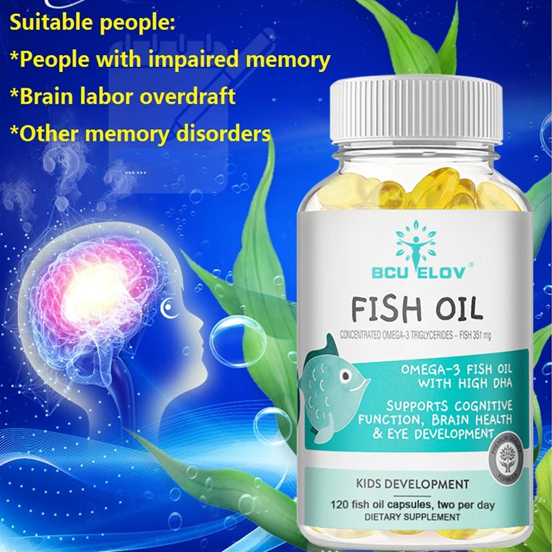 Bcuelov Concentrated Fish Oil 3-Triglycerides - Fish 351 Mg, Brain Health, Anti-Inflammation, Strong Bones, Eye Development