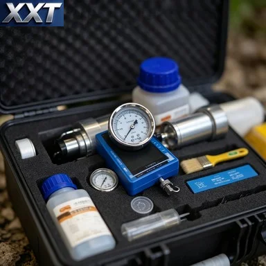 Фото Портативный комплект для измерения влажности почвы XTT: метод быстрого тестирования на основе карбида кальция для регистрации данных о состоянии грунта на строительных площадках №2