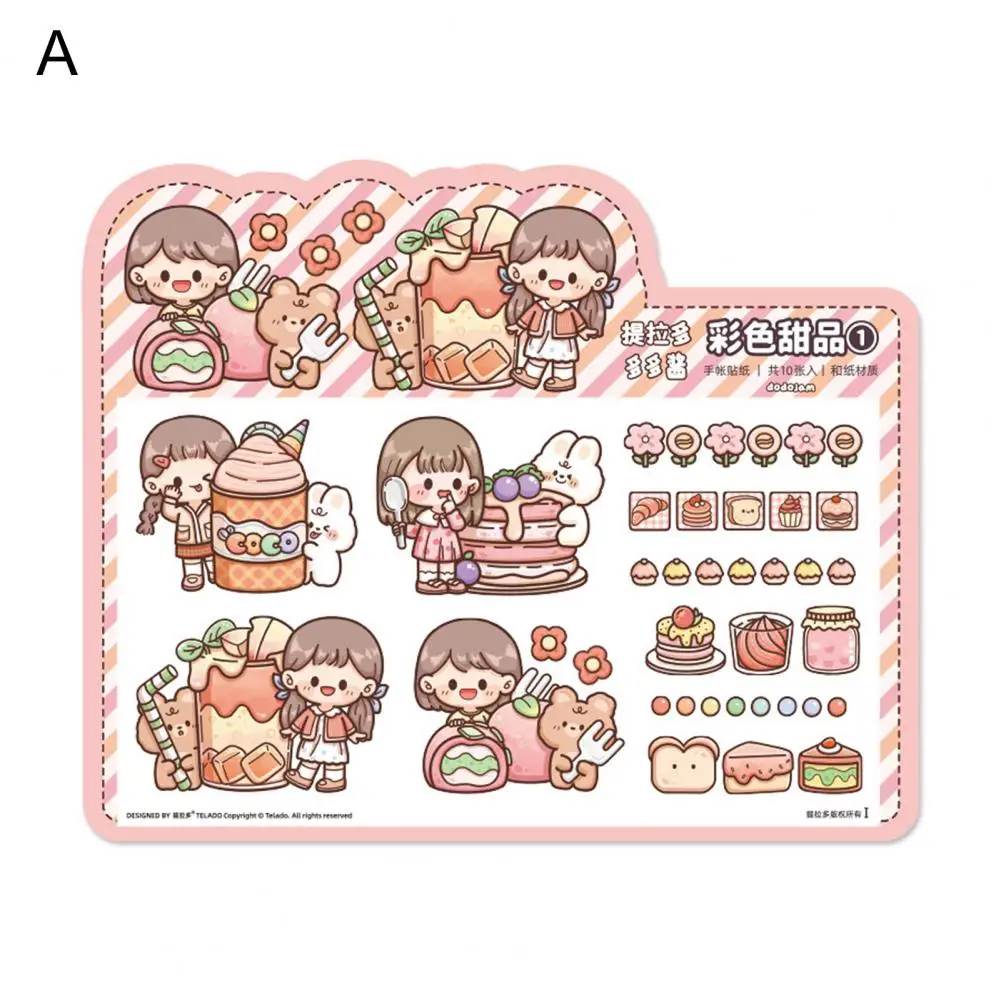 

10Pcs Scrapbook Stickers Cute High Viscosity Cartoon Girl Girl Gift Journal Stickers Cartoon Stickers