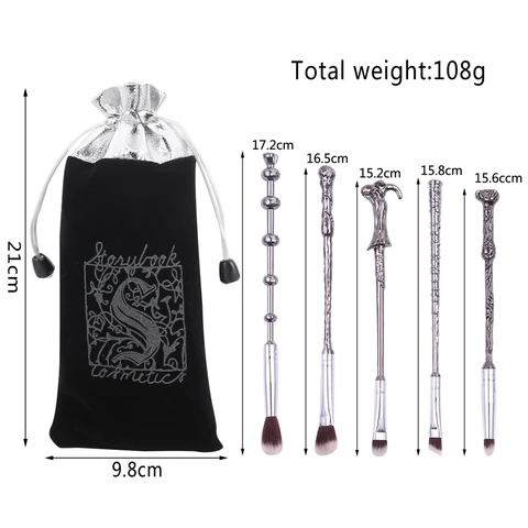 Металлические кисти для макияжа Potter Magic Wand, кисть для консилера, румяна, рассыпчатая пудра, кисть для теней, косметические инструменты, 5 шт.