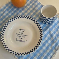 salad plate niche retro checkerboard simple creative western fruit cake dessert table party essential gift for spring festival