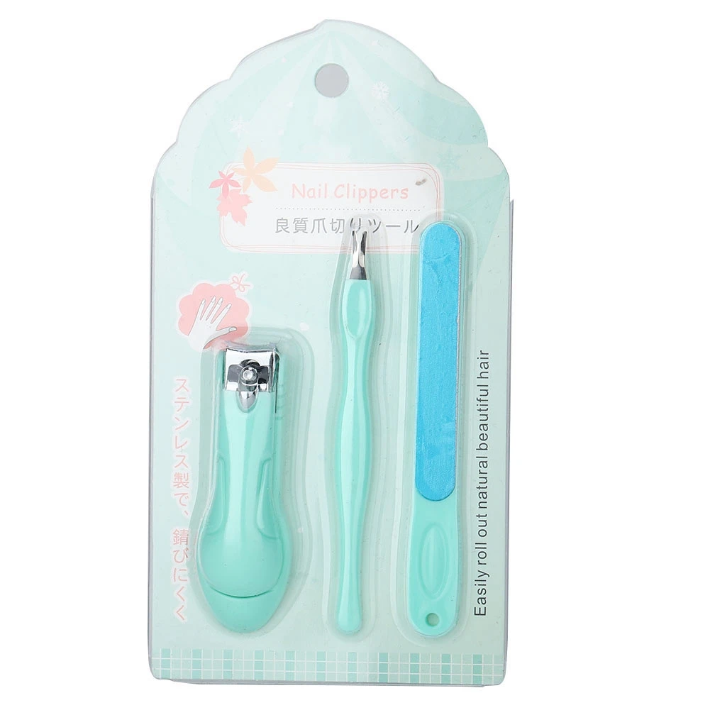 

3Pcs Stainless Steel Nail Clipper Nail File Set Toenail Trimmer Manicure Pedicure Tool Green