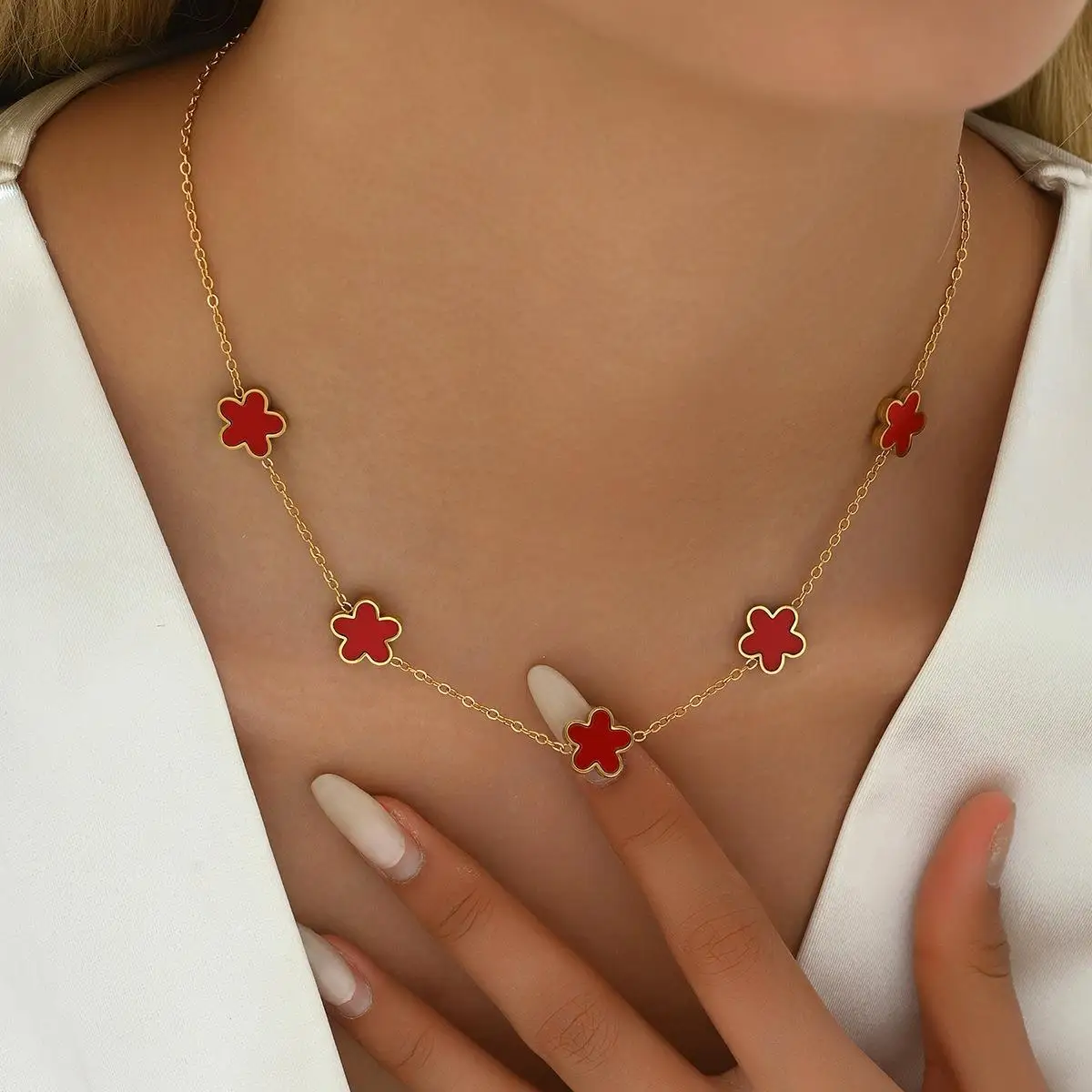 Позолоченный набор ювелирных изделий 18K позолоченное ожерелье из двух ракушек и