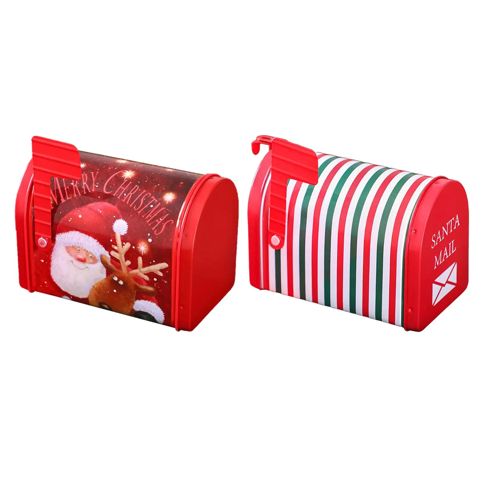 Storage Container Mailbox Shape Metal Box Creative Xmas