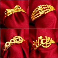 multi style vietnam alluvial gold open rings for women simple no fade rings