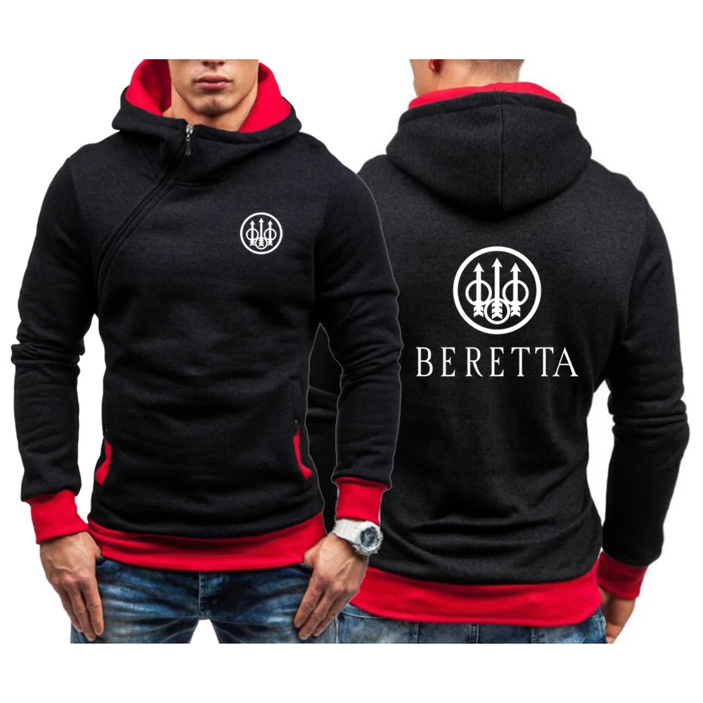 

2022 Spring Autumn New Men's Beretta Firearms Printed Fashion Casual Hoodie Harajuku Casual Diagonal Zip Sweater Hoodie Clothing