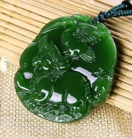 green natural jasper pendant unicorn jade statue stone collection china hand carving jewelry fashion amulet men women gifts