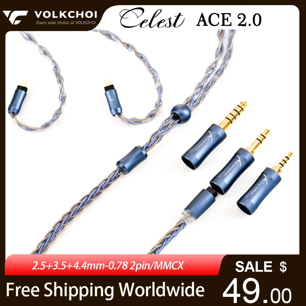 

Kinera Ace 2.0 Earphone Cable Modular Upgrade Cable 2.5+3.5+4.4mm Detachable Plug Copper 0.78 2pin/MMCX Cable for Kz Nicehck
