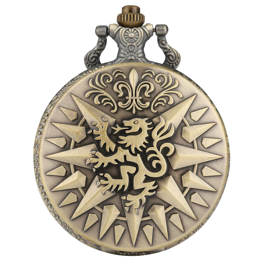 

Classic Bronze Lion Quartz Pocket Watch Casual Arabic Number Big Steampunk Clock Necklace Pendant Watches Gift Reloj De Bolsillo