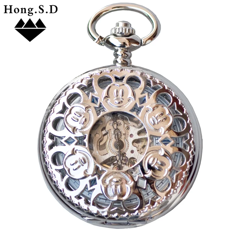 

Мультяшные Автоматические Механические карманные часы для пары, мужские и женские, с рисунком, для учеников и детей, памятные карманные час...