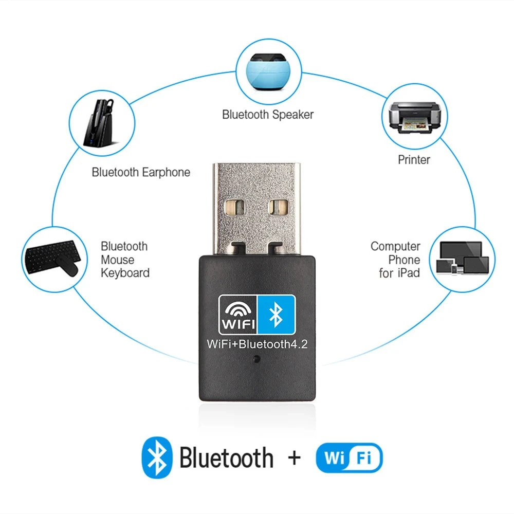 Фото Беспроводной адаптер KEBIDUMEI WiFi Bluetooth, 150 Мбит/с, мини-USB-приемник, 2,4G, Bluetooth 4,2, сетевая карта для настольных ПК, ноутбуков, ПК №3